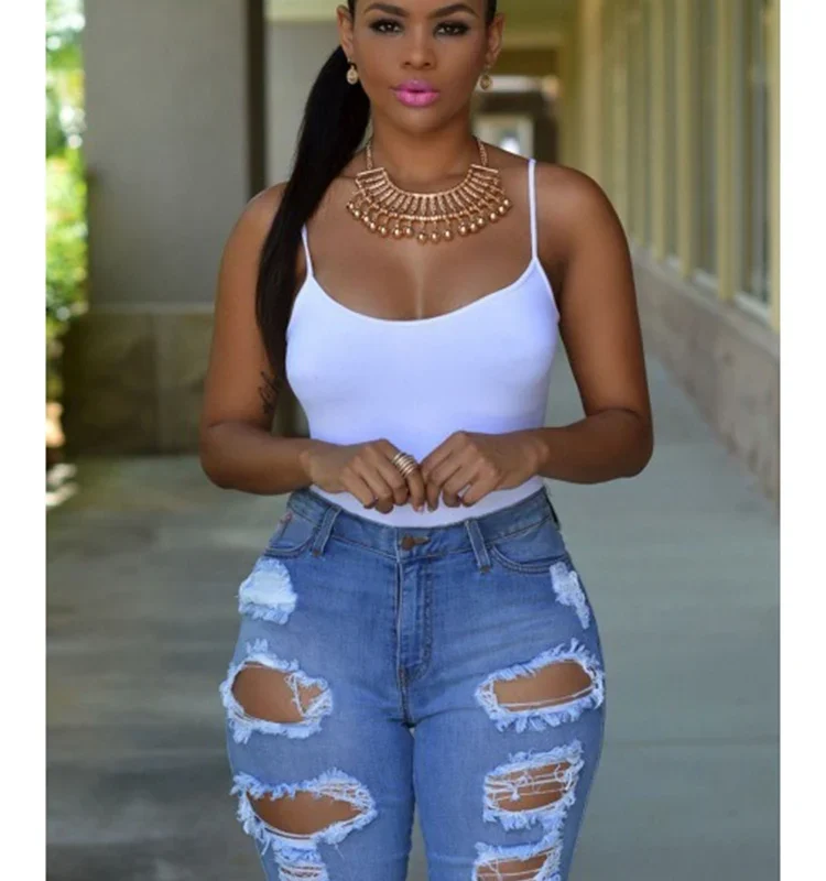 High Waist Ripped Denim Shorts